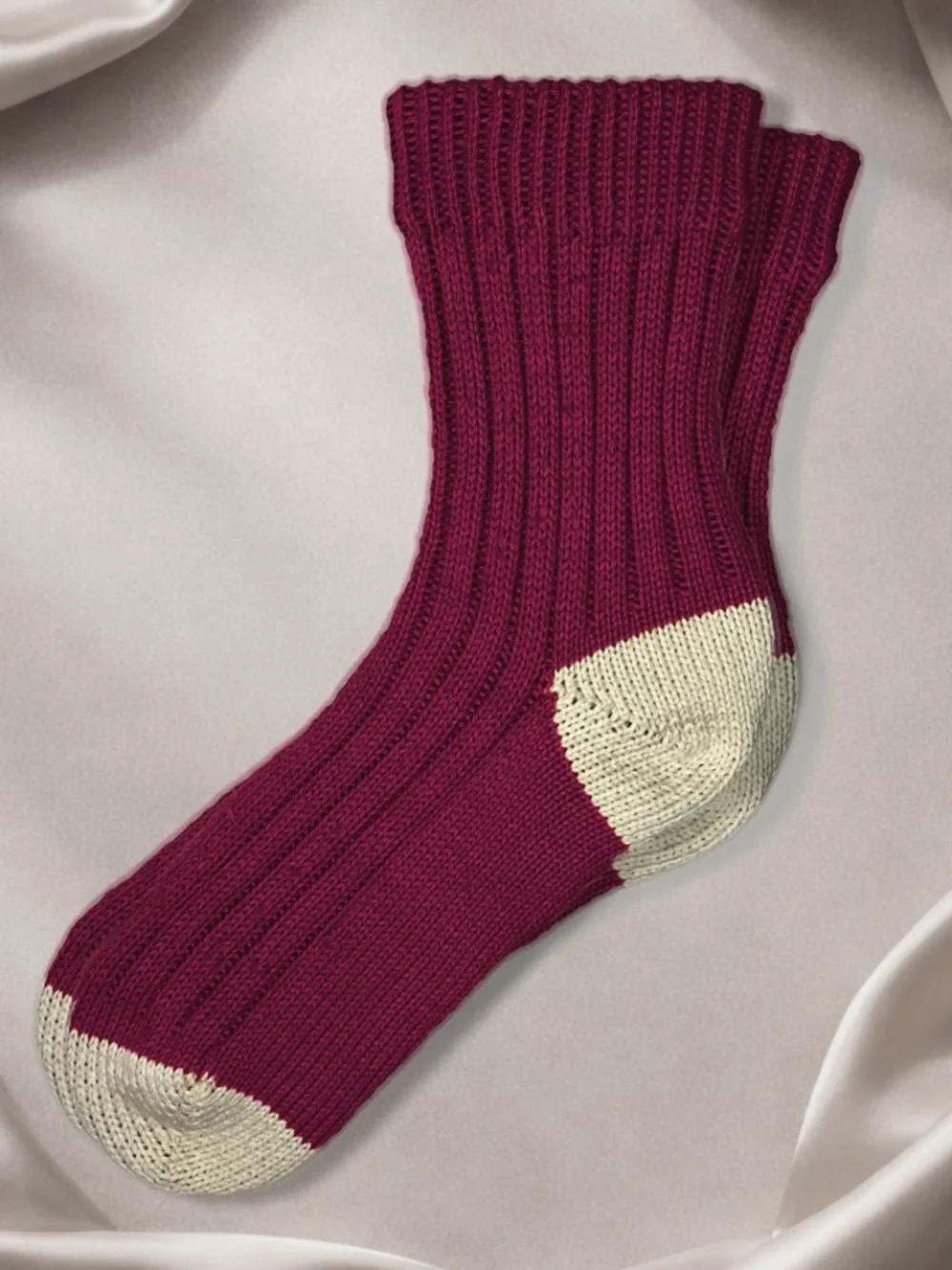 100% Pima Cotton Cranberry Two-Tone Crew Sock | Handmade in the USA